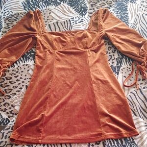 Cider Rust Orange Velvet Long Shirt Sz Sm